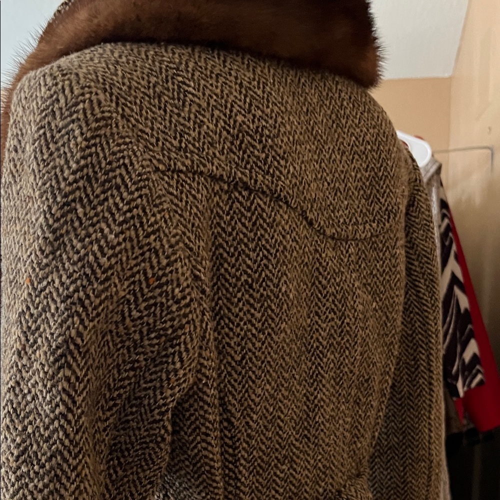 Ann Taylor Loft Elegant Brown Herringbone Trench Coat.  SZ 2P - Picture 5 of 7